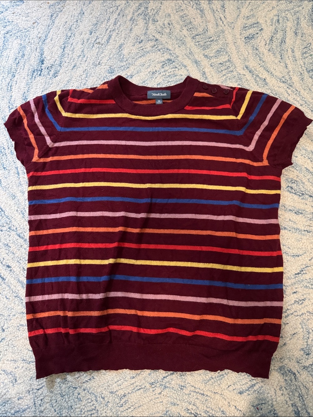 ModCloth Charter School Sweater in Burgundy Stripe 1x
